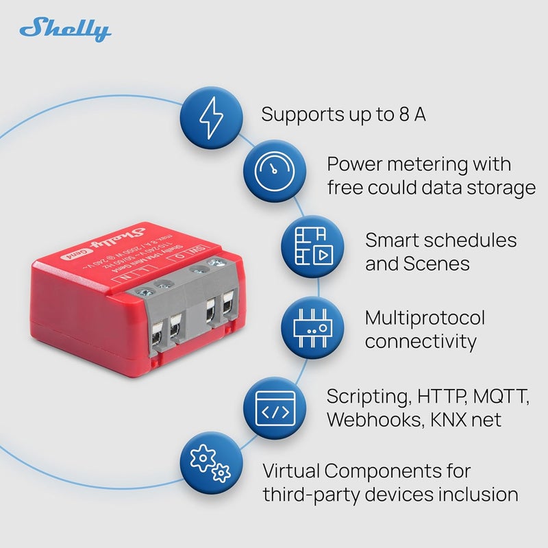 Shelly 1PM Mini Gen4 | Wi-Fi, Zigbee, Matter Smart Relay Switch with Power Metering, 1-Channel 8A | Home Automation | Alexa, SmartThings, Google Home, Apple HomeKit Compatible | iOS Android App - Image 5